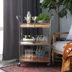 Coupon 😀 Grayson Lane Brown Steel Base with Stainless Steel Top Kitchen Carts - 42-in x 24-in ⭐ -GRAYSON LANE Sales 2022 330944761 AlternateImage1 l