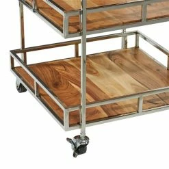 Coupon 😀 Grayson Lane Brown Steel Base with Stainless Steel Top Kitchen Carts - 42-in x 24-in ⭐ -GRAYSON LANE Sales 2022 330944761 AlternateImage3 l