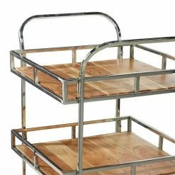 Coupon 😀 Grayson Lane Brown Steel Base with Stainless Steel Top Kitchen Carts - 42-in x 24-in ⭐ -GRAYSON LANE Sales 2022 330944761 AlternateImage4 l