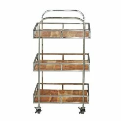 Coupon 😀 Grayson Lane Brown Steel Base with Stainless Steel Top Kitchen Carts - 42-in x 24-in ⭐ -GRAYSON LANE Sales 2022 330944761 AlternateImage5 l