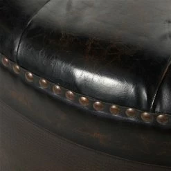 Cheapest 🔔 Grayson Lane Rustic Brown Faux Leather Round Ottomans - Set of 3 🥰 -GRAYSON LANE Sales 2022 330944763 AlternateImage4 l