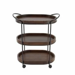 Deals 💯 Grayson Lane Brown Metal Base with Wood Top Kitchen Carts - 25.5-in x 29.2-in 👍 -GRAYSON LANE Sales 2022 330944787 AlternateImage5 l