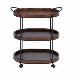 Deals 💯 Grayson Lane Brown Metal Base with Wood Top Kitchen Carts - 25.5-in x 29.2-in 👍