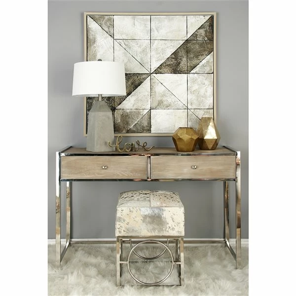Buy ๐ Grayson Lane 22-in x 16-in Modern Silver Square Stool ๐ 2 Buy ๐ Grayson Lane 22-in x 16-in Modern Silver Square Stool ๐ - Image 2