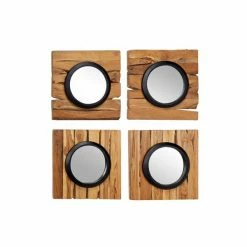 Cheap ⌛ Grayson Lane 17.70-in x 17.65-in Round Brown Framed Wall Mirrors - Set of 4 🛒