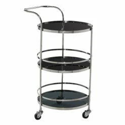 Cheap 🎉 Grayson Lane Black Steel Base with Stainless Steel Top Kitchen Carts - 43.2-in x 24.4-in ❤️