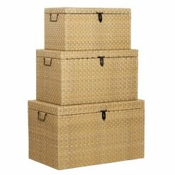 Deals 🔔 Grayson Lane 24-in x 28-in Contemporary Trunks Contemporary Brown Metal - Set of 3 🌟