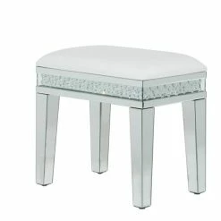 Coupon 🥰 Grayson Lane 21-in x 22-in Glam Silver Rectangle Stool ⌛