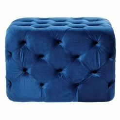 Wholesale π Grayson Lane 19-in x 28-in Blue Velvet Rectangle Ottoman π