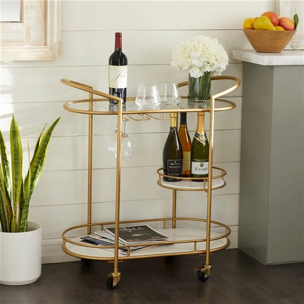 Top 10 🔥 Grayson Lane Gold Metal Base with Steel Top Kitchen Carts - 36.5-in x 11.5-in 💯 2 Top 10 🔥 Grayson Lane Gold Metal Base with Steel Top Kitchen Carts - 36.5-in x 11.5-in 💯 - Image 2