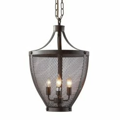 Coupon 👍 Grayson Lane 3-Light Brown Vintage Cage Chandelier 😀
