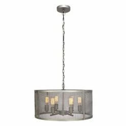 Deals 🎉 Grayson Lane 6-Light Silver Industrial Cage Chandelier 🎉
