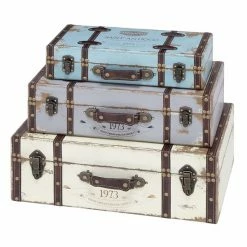 Cheapest 👏 Grayson Lane 23-in x 21-in Farmhouse Trunk Multicoloured Wood - Set of 3 💯