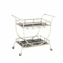 Deals 🔔 Grayson Lane Gold Metal Base with Galvanized Iron Top Kitchen Carts - 42-in x 14.2-in 🔥 -GRAYSON LANE Sales 2022 330944842 AlternateImage5 l