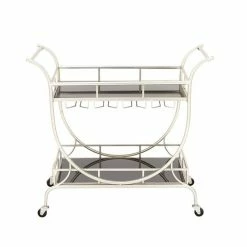 Deals 🔔 Grayson Lane Gold Metal Base with Galvanized Iron Top Kitchen Carts - 42-in x 14.2-in 🔥