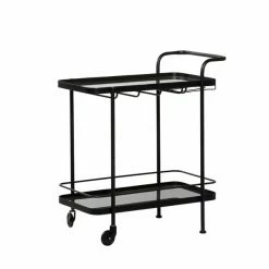 Best reviews of 😉 Grayson Lane Black Metal Base with Steel Top Kitchen Carts - 34.85-in x 17.5-in 🔔