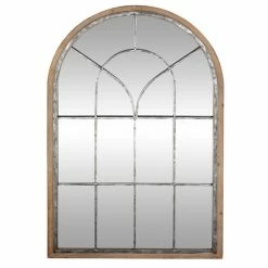Wholesale 👏 Grayson Lane 51-in x 33-in Arch Brown Framed Wall Mirror 🎉