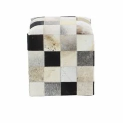 Coupon 🎉 Grayson Lane 16-in Modern Silver and Brown Genuine Leather Square Ottoman 🤩 -GRAYSON LANE Sales 2022 330944852 AlternateImage5 l