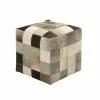 Coupon 🎉 Grayson Lane 16-in Modern Silver and Brown Genuine Leather Square Ottoman 🤩