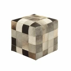 Coupon 🎉 Grayson Lane 16-in Modern Silver and Brown Genuine Leather Square Ottoman 🤩