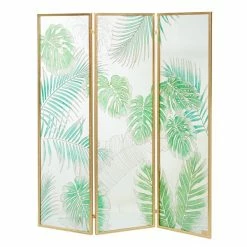 Best Sale π Grayson Lane 3-Panel Green and Gold Folding Contemporary/Modern Room Divider π
