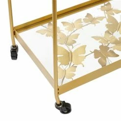 Discount 🔥 Grayson Lane Gold Steel Base with Steel Top Kitchen Carts - 35.6-in x 18.35-in 🧨 -GRAYSON LANE Sales 2022 330944867 AlternateImage3 l