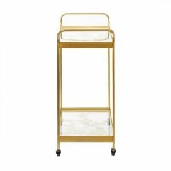 Discount 🔥 Grayson Lane Gold Steel Base with Steel Top Kitchen Carts - 35.6-in x 18.35-in 🧨 -GRAYSON LANE Sales 2022 330944867 AlternateImage5 l