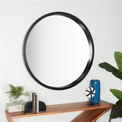 Outlet 🎉 Grayson Lane 42-in x 42-in Round Black Metal Framed Wall Mirror 😍 -GRAYSON LANE Sales 2022 330944880 AlternateImage1 l