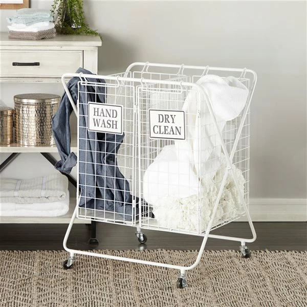 Cheap ❤️ Grayson Lane White Metal Base with Steel Top Kitchen Carts - 43.25-in x 29.75-in ✨ 2 Cheap ❤️ Grayson Lane White Metal Base with Steel Top Kitchen Carts - 43.25-in x 29.75-in ✨ - Image 2