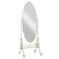 Hot Sale ⌛ Grayson Lane 69-in x 24.5-in Oval White Framed Floor Mirror ❤️