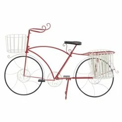 Flash Sale 🌟 Grayson Lane 18-in W x 32.5-in H Farmhouse Red Metal Bicycle Planter - Set of 1 🎉