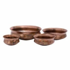 Cheapest 🔔 Grayson Lane 22-in W x 7-in H Rustic Copper Metal Low Round Planters - Set of 4 ✨