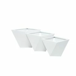 Discount 🎉 Grayson Lane 18.45-in W x 14.35-in H Modern Geometric White Metal Square Planters - Set of 3 😉 -GRAYSON LANE Sales 2022 330945008 AlternateImage6 l