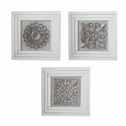 Budget 🔔 Grayson Lane 16-in H x 16-in W Floral Wood Wall Accent - Set of 3 🧨