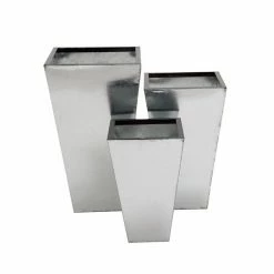 Discount ✨ Grayson Lane 15-in W x 26-in H Contemporary Silver Metal Square Planters - Set of 3 👏