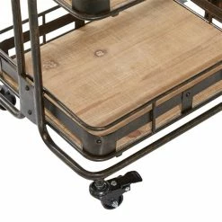 Flash Sale 😉 Grayson Lane Brown Metal Base with Wood Top Kitchen Cart (28-in x 18-in) ⭐ -GRAYSON LANE Sales 2022 330945042 AlternateImage3 l