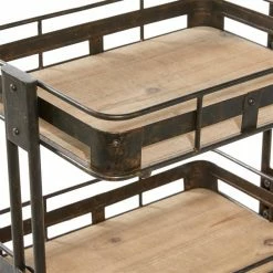 Flash Sale 😉 Grayson Lane Brown Metal Base with Wood Top Kitchen Cart (28-in x 18-in) ⭐ -GRAYSON LANE Sales 2022 330945042 AlternateImage4 l