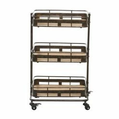 Flash Sale 😉 Grayson Lane Brown Metal Base with Wood Top Kitchen Cart (28-in x 18-in) ⭐ -GRAYSON LANE Sales 2022 330945042 AlternateImage5 l