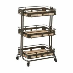 Flash Sale 😉 Grayson Lane Brown Metal Base with Wood Top Kitchen Cart (28-in x 18-in) ⭐