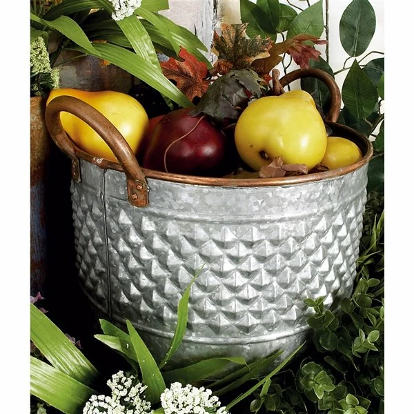 Deals 🎁 Grayson Lane 16-in W x 10-in H Farmhouse Grey Metal Round Planters with Handles - Set of 3 🥰 2 Deals 🎁 Grayson Lane 16-in W x 10-in H Farmhouse Grey Metal Round Planters with Handles - Set of 3 🥰 - Image 2