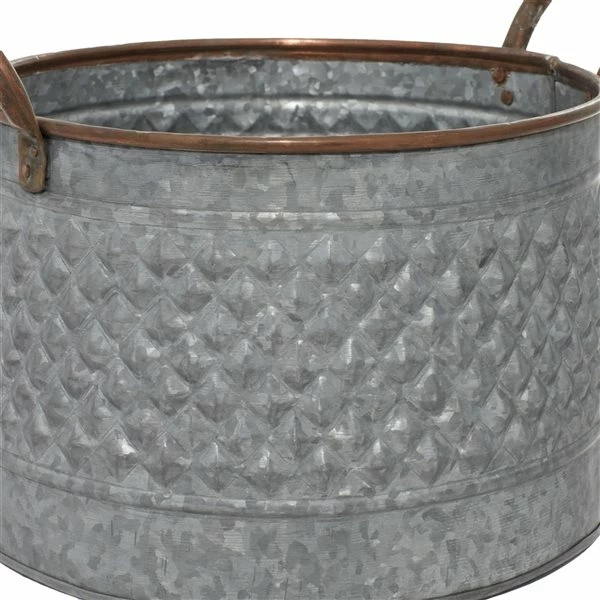 Deals 🎁 Grayson Lane 16-in W x 10-in H Farmhouse Grey Metal Round Planters with Handles - Set of 3 🥰 3 Deals 🎁 Grayson Lane 16-in W x 10-in H Farmhouse Grey Metal Round Planters with Handles - Set of 3 🥰 - Image 3