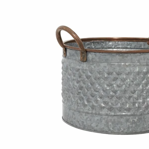 Deals 🎁 Grayson Lane 16-in W x 10-in H Farmhouse Grey Metal Round Planters with Handles - Set of 3 🥰 4 Deals 🎁 Grayson Lane 16-in W x 10-in H Farmhouse Grey Metal Round Planters with Handles - Set of 3 🥰 - Image 4