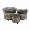 Best Pirce 😀 Grayson Lane 20-in W x 15-in H Farmhouse Grey Metal Round Planters - Set of 3 🎉