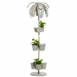 Promo 𧨠Grayson LaneΒ 15.5-in W xΒ 55.25-in H Contemporary Tropical Grey Metal Tree-Shaped 3-Tier Planter - Set of 1 π₯°