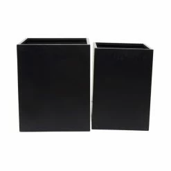 Best Pirce 😀 Grayson Lane 17.7-in W x 21.15-in H Modern Black Metal Square Planters - Set of 2 🥰