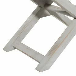 Cheapest 🎉 Grayson Lane Farmhouse Black Faux Leather and Distressed White X-Shaped Wood Frame Square Ottoman 🛒 -GRAYSON LANE Sales 2022 330945081 AlternateImage4 l