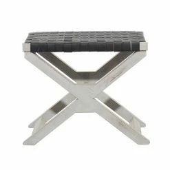 Cheapest 🎉 Grayson Lane Farmhouse Black Faux Leather and Distressed White X-Shaped Wood Frame Square Ottoman 🛒 -GRAYSON LANE Sales 2022 330945081 AlternateImage5 l