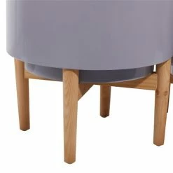 Promo 🎉 Grayson Lane 15.7-in W x 20.1-in H Contemporary Grey Metal Round Planters with Wood Stands - Set of 2 ⭐ -GRAYSON LANE Sales 2022 330945087 AlternateImage4 l