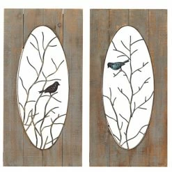 Promo 🧨 Grayson Lane 36-in H x 18-in W Birds Wood Wall Accent - Set of 2 🌟