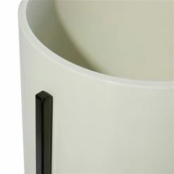 Top 10 👏 Grayson Lane 15-in W x 27-in H Modern Glossy Cream Metal Round Planters with Black Stands - Set of 3 💯 -GRAYSON LANE Sales 2022 330945100 AlternateImage3 l